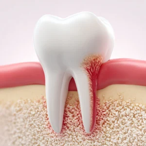 3d illustration tooth with gum disease bone loss